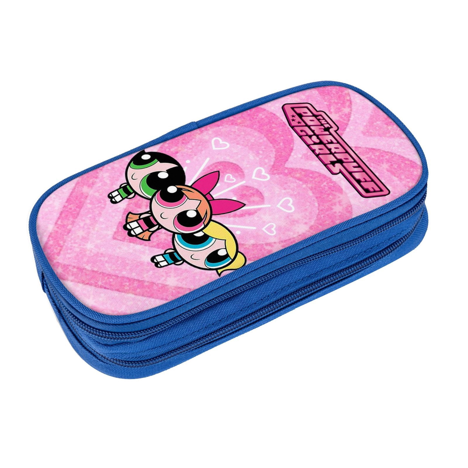 The Powerpuff Gi-rls Pencil Case Large Capacity Pencil Pouch Penbag Office Stationery Organizer Travel Makeup Bag Blue