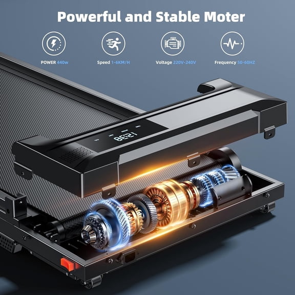 Foldable Under Desk Treadmill with Handle Bar, Portable Walking Pad for Home Office