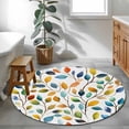 thumbnail image 4 of Colorful Botanical Large Area Rugs for Bedroom Living Room, Soft Non Slip Carpet Bedside Rug, Pastoral Leaf Spring Summer Elegant Round Floor Cover Kitchen Accent Rug 3.3' for Dining Room/Office, 4 of 9