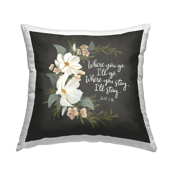 Stupell Industries Spiritual Scripture with Florals Decorative Printed Throw Pillow Design by House Fenway.