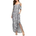 thumbnail image 4 of Aiyino Women's Summer Casual Loose Long Dress Cold Shoulder Short Sleeve Split Maxi Dresses, 4 of 6
