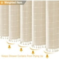 thumbnail image 6 of Boho Farmhouse Shower Curtain Set with Tassel - Linen Rustic Heavy Duty Fabric, Water Repellent, Modern Bohemian French Country Thick Bathroom Shower Curtains - Cream/Beige, 72x72, 6 of 7