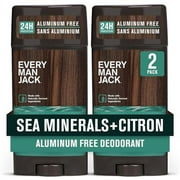 Every Man Jack Sea Minerals + Citron Men’s Deodorant - Stay Fresh with Aluminum Free Deodorant For all Skin Types - Odor Crushing, Long Lasting, with Naturally Derived Ingredients - 3oz (2 P