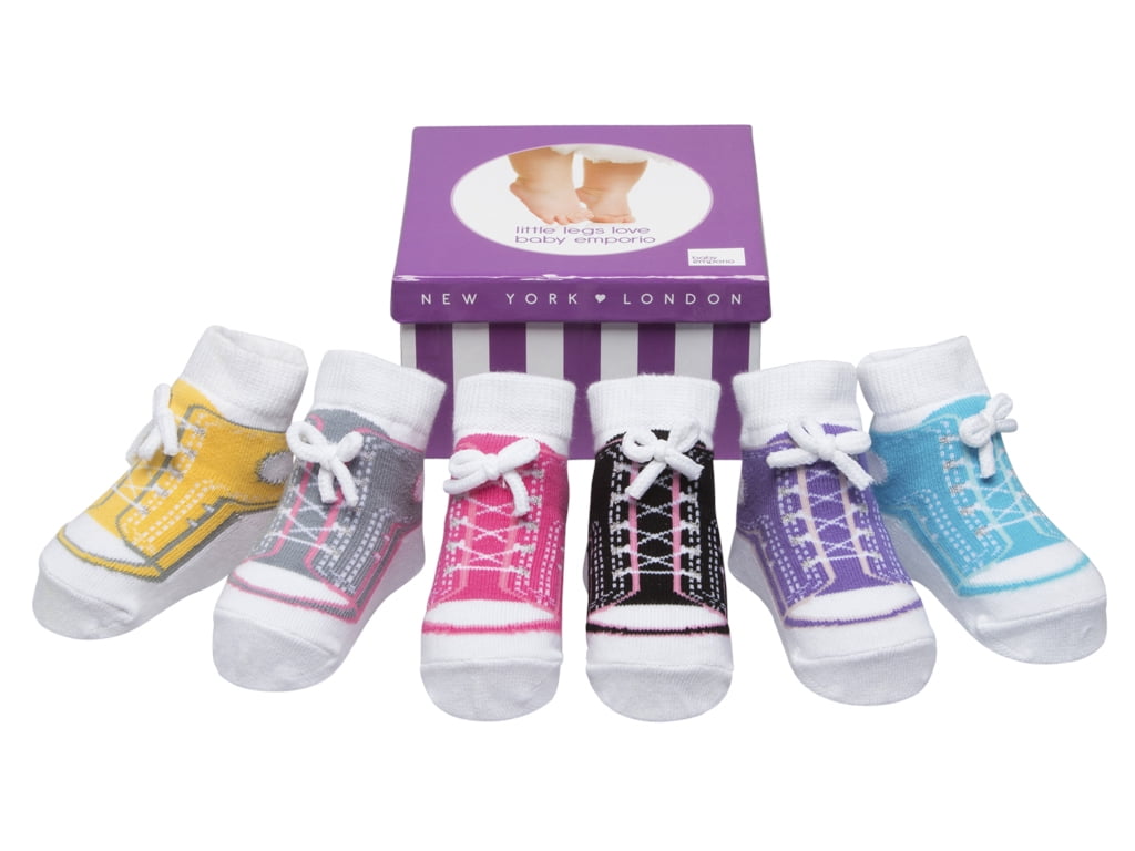 Soft Cotton 6 Pairs Baby Shower Gift Baby Infant Toddler Girl Shoe Look Socks-Anti slip Soles 