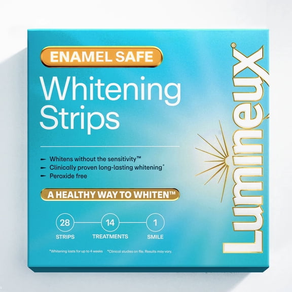 Lumineux Enamel-Safe & Peroxide-Free Teeth Whitening Strips, Dentist Formulated, 14-Pack