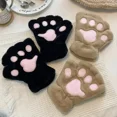 thumbnail image 5 of Guantes de gato Kawaii para mujer, mitones de felpa de pata de garra de gato, cálidos, suaves, sin dedos, gruesos, Invierno, 5 of 5