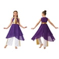 thumbnail image 4 of iiniim Girls Lyrical Praise Dance Tunic with Loose Pants 2 Piece Outfit Metallic Liturgical Worship Dress Purple 10, 4 of 7