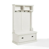 Crosley Furniture Seaside Hall Tree with Shoe Rack Bench and Coat Hooks for Hanging Storage