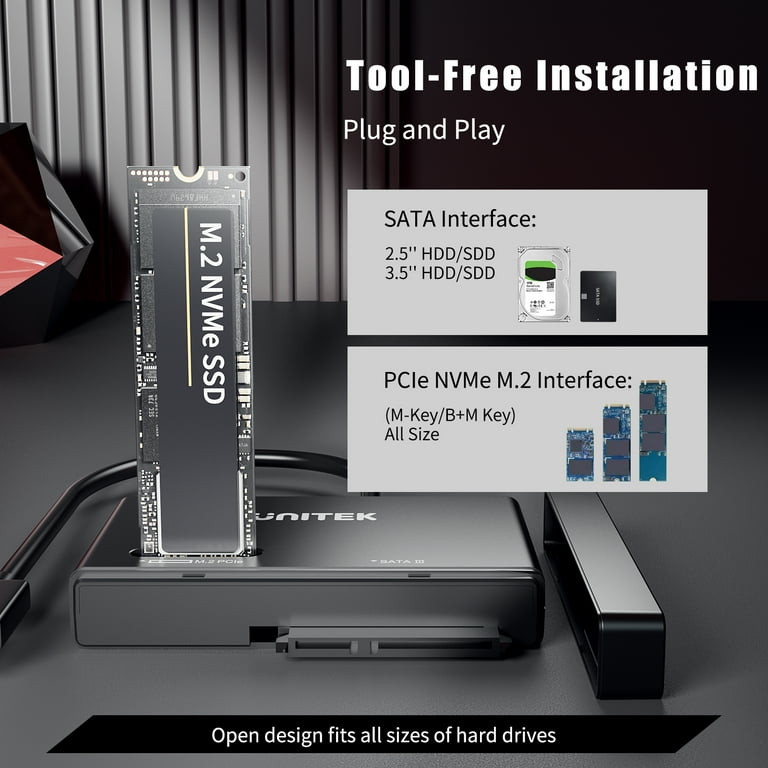 Unitek NVMe SSD Enclosure Adapter – 10 Gbps Hard Drive Reader