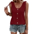thumbnail image 3 of Top de mujer con hombros descubiertos, Top de verano para mujer con ojal y cuello en U Top de mujer de color puro Top de mujer Instalación sin esfuerzo, 3 of 6