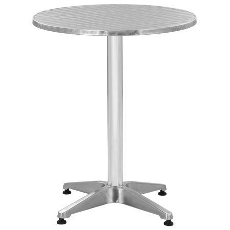 Anself Patio Table Outdoor Dining Table Stainless Steel and Aluminum Frame for Garden  Deck Terrace  Backyard 23.6 x 27.6 Inches (Diameter x H)