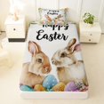 thumbnail image 3 of Erosebridal Cute Rabbits Colorful Eggs Twin Sheet Sets 3pcs For Boys Girls,Kids Happy Easter Bedding,Luxury Bedroom Decor, 3 of 5