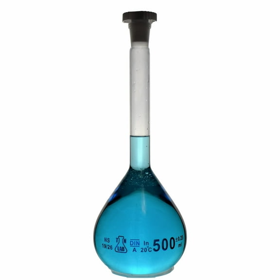 Volumetric Flask 500 ml Borosilicate Glass 19/26 Joint Class A Accuracy
