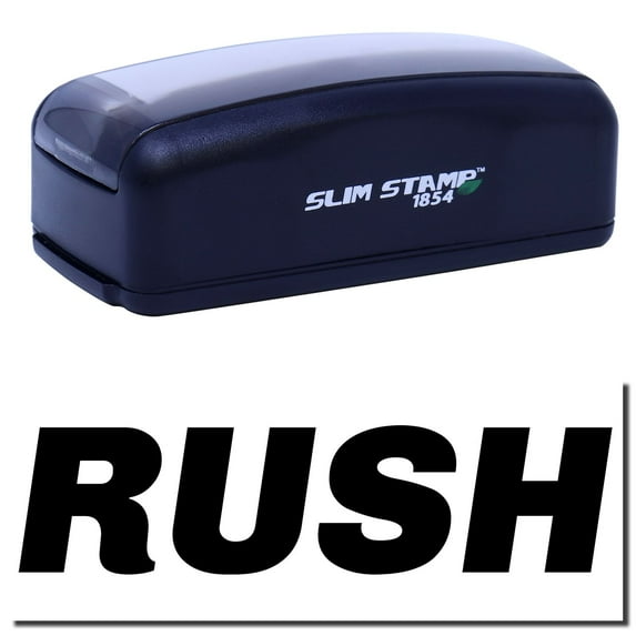 Large Pre-Inked Italic Rush Stamp, Slim 1854, Ultra Slim Design, Impression Size 1-13/16" by 2-1/2", Up to 25,000 Impressions - Black Ink