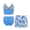 thumbnail image 4 of TiaoBug Kids Girls 3 Pcs Bikini Sets Spaghetti Straps Bra Brief With Swimskirts Bathing Suits Dusty Blue 10Y, 4 of 6