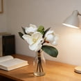 thumbnail image 3 of 11" Realistic Artificial Magnolia Silk Flowers No Wilt Bouquet for Home Wedding Decor,White, 3 of 5