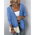thumbnail image 3 of Chaqueta con capucha de manga larga para mujer con cremallera, bolsillos con cordón y color azul puro, talla S, 3 of 6