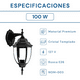 thumbnail image 3 of Lámpara De Pared Exterior Farol Decorativo Xtellar Negro Español 100 W, 3 of 4