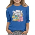 thumbnail image 2 of Back To School Outfits for Girls Cute Shirts for Kids Girls 3/4 Length Sleeve Novetly Book Pencil Girls Tops Crew Neck Soft Casual Girls Fashion Tunic Tops Blue 9-10 Years, 2 of 4