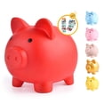 thumbnail image 2 of Piggy Bank with 200 Pcs Gift Tags for Kid & Adult, Cute Coin Bank for Boys & Girls, Children's Plastic Shatterproof Money Bank, Toys Gifts Savings Jar (Red, Medium Size), 2 of 8