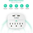 thumbnail image 4 of 3-Outlet Surge Protector, Multi Plug Outlet Extender Power Strip with 2 USB Wall Charger(Smart 2.4A), 490 Joules, ETL Listed, Outlet Adapter for Home, School, Office, 4 of 4