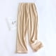 thumbnail image 2 of Pantalones de pijama de franela para mujer para otoño/invierno: pantalones finos de felpa con puños para pareja, con cintura elástica, 2 of 3