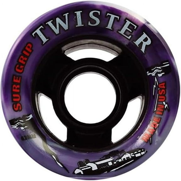 Sure-Grip Twister Roller Skates Wheels | 95A Hardness with 62mm x 42mm | Crafted with Urethane Material - Stylish & Smooth Sliding Wheels, Sold as Pack of 8