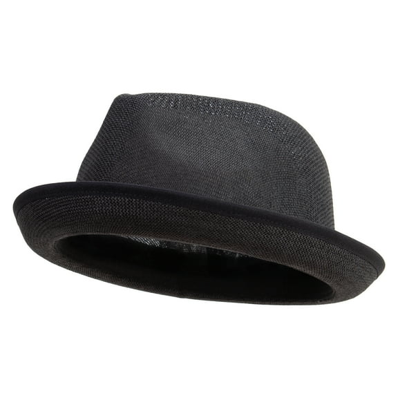 Big Size Blocked Upbrim Fedora - Black XL-2XL
