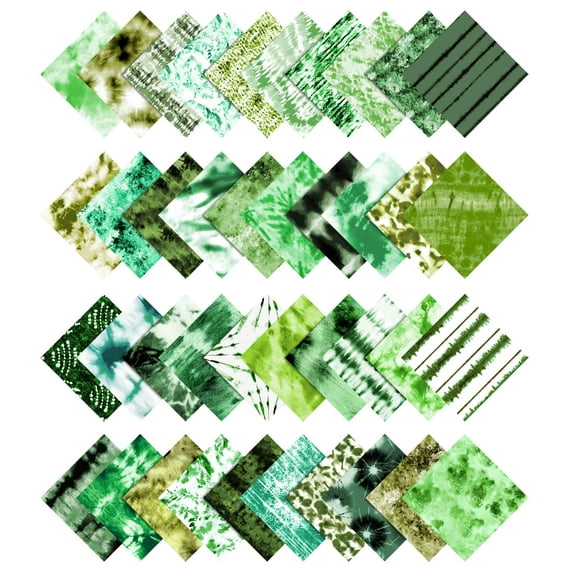 Soimoi Tie Dye Print Precut 5-inch Cotton Fabric Quilting Squares Charm Pack DIY Patchwork Sewing Craft-White