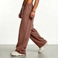 thumbnail image 4 of Smsaxvxz Sweatpants for Men Lightweight Elastic Waist Drawstring Jogger Pants Casual Loose Straight Leg Trousers with Pockets Coffee S, 4 of 7