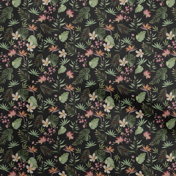 oneOone Polyester Spandex Black Fabric Tropical Sewing Craft Projects Fabric Prints By Yard 56 Inch Wide