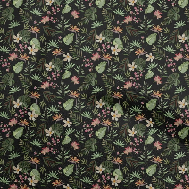oneOone Rayon Black Fabric Tropical Craft Projects Decor Fabric Printed By The Yard 56 Inch Wide