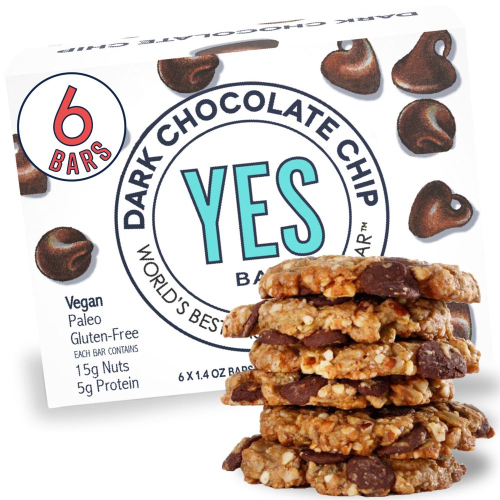 YES Bar, Vegan Grain Free Snack Bar, Dark Chocolate Chip, 6 Ct, 8.4 Oz