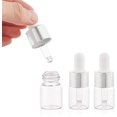 thumbnail image 3 of Paquete de 30 frascos cuentagotas de vidrio transparente de 5 ml para aceites esenciales de ojos con tapas plateadas, 4 embudos y 2 pipetas para perfumes con aceites esenciales., 3 of 8