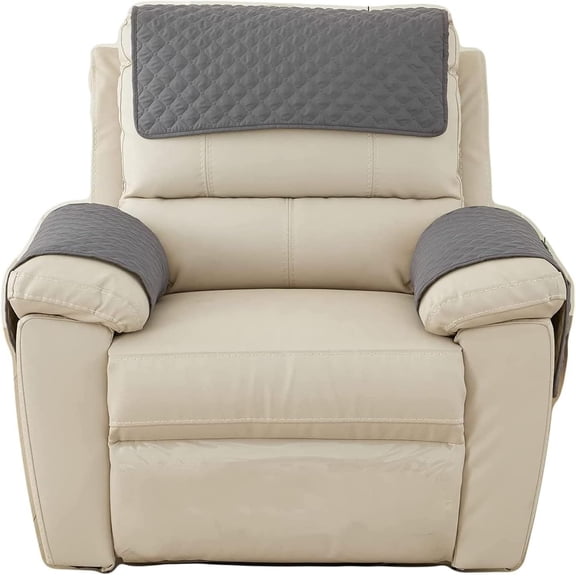 3 or 4 or 5 Pieces Sofa Headrest Cover for Recliner Chair with Storage Pockets Non Slip Armrest Cover Fuzzy Couch Cover Washable Furniture Protector(B2,1 seat 3pieces)
