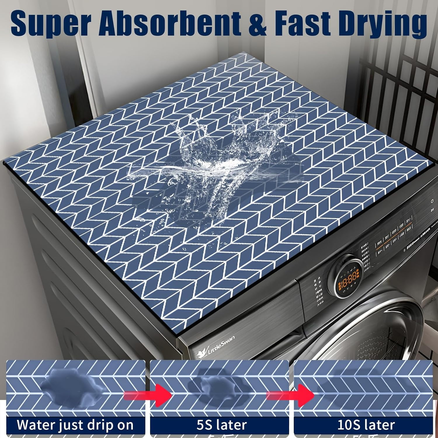 2PCS 27'' x 27'' Waterproof Washer and Dryer Top Protector Mat, Non-Slip Dust-Proof Washing Machine Covers for top of Washer and Dryer for Laundry & Kitchen