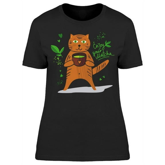 Red Cat Drinking Tea T-Shirt Women -Image by Shutterstock, Female Small