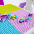 thumbnail image 5 of Humble Crew Forever Toddler 2-in-1 Plastic Building Blocks-Compatible Activity Table and 2 Chairs Set, 100 Pc Block Set, Square, White/Pink/Purple/Turquoise, 5 of 8