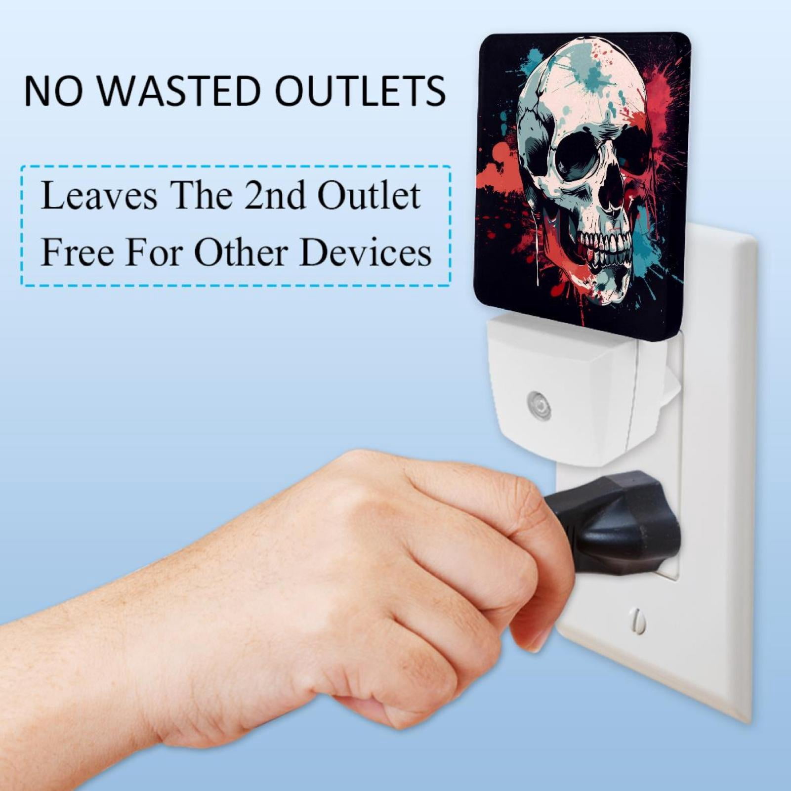PhooArto Splash Skull Pattern Plug in LED Night Light Auto Sensor Dusk to Dawn Decorative Night for Bedroom, Bathroom, Kitchen, Hallway, Stairs, Baby's Room, Energy Saving