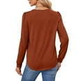 thumbnail image 6 of MOMOFEEL Long Sleeve Shirt For Woman Tunic Tops Loose Pleated Crewneck Top For Summer (M9003 Orange XXL), 6 of 7
