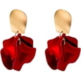 thumbnail image 1 of Pendientes rojos grandes, aretes colgantes de zinc rojos para mujer, bohemios, de resina de pétalos, 1 of 6