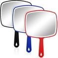 thumbnail image 1 of 3 Pieces Extra Large Hand Mirrors with Handle Handheld Cosmetic Mirrors Handheld Makeup Mirrors Portable for Barber Travel Home and Salon Mirror to See Back of Head, 1 of 7