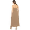 thumbnail image 3 of eloria Women's Long A-line Dress Party Wear Strip Dress Size: XL | Color: Beige, 3 of 6