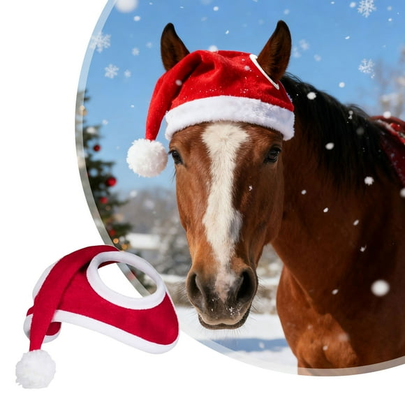 Couvre-tête de Cheval du Père Noël avec Motif Festif de Flocons de Neige, Équitation d'Hiver pour Événements et Spectacles