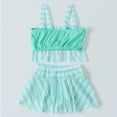 thumbnail image 4 of Odeerbi 4-8 Years Kids Girls Two Pieces Swim Skirt Set Summer Striped Swimdress with Shorts Beach Hawaiian Beachwear Children's Camisole Swimsuit with Skirt Set, 4 of 5