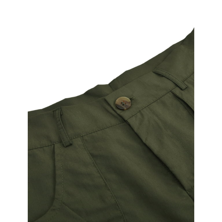 Frontwalk Beach Crop Pants Women High Waist Drawstring Casual Cargo Pants  Summer Holiday Capris Pants with Pockets S-3XL Green L
