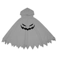 thumbnail image 6 of CUZIBR Boys Kids Halloween Ghost Robe Hooded Poncho Jagged Edge Ghost Funny Face Print Irregular Hem Cloak Toddler Cosplay Party ,7-Grey,7-9 Years, 6 of 7