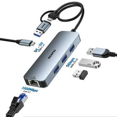 BENFEI USB-C USB 3.0 to Gigabit Ethernet Adapter with 3-Port USB 3.0