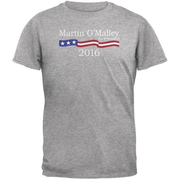 Election 2016 Martin O'Malley Logo Heather Grey Adult T-Shirt - 2X-Large