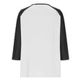 thumbnail image 5 of Efsteb Girls Tops Casual 3/4 Sleeve V-Neck Color Block Print Comfy Button Tshirts Lightweight for Holidays（Black，5 Years）, 5 of 6
